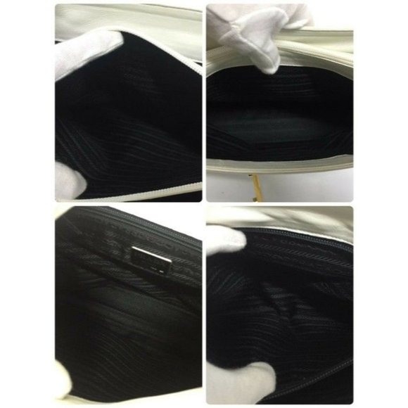 Prada Vitello Daino Handle Style Purse Super Soft White Leather Satchel - Picture 3 of 9